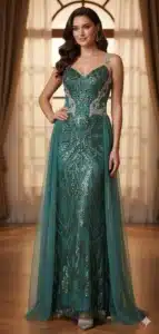 abito cerimonia donna verde elegante