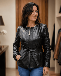 giacca in pelle donna con cintura napoli